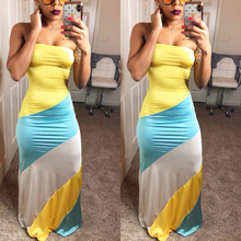 Women Strapless Dress Bodycon Casual Off Shoulder Bandeau Dresses Evening Party Club Color Womens Patch Long Maxi Dress 2024 - buy cheap