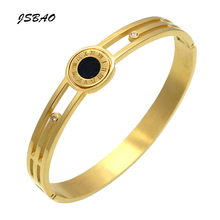 JSBAO New Design Turnable Roman Numerals Love Bracelets Bangles Wholesale Women Stainless Steel Bangle 2024 - buy cheap