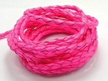 Feets-Cuerda de joyería de polipiel trenzada redonda, color rosa neón, 5mm, 16,4 2024 - compra barato