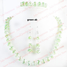 Один комплект ручной работы с зелеными стразами бриллиантами AB ожерелье, серьги и браслет 231 2024 - купить недорого