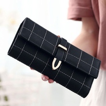 New Long Plaid Women Wallets Ladies Leather Purses With Coin Pocket Large Capacity Card Holder Fashion Clutch bag For Female 2024 - buy cheap