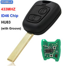 2 Button Remote Key Keyless Entry Full Complete Smart Car Key with Electronics and ID46 Chip 433Mhz for Citroen HU83 Uncut Blade 2024 - buy cheap