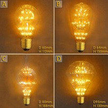 3W E27 220V For Decor LED Lampada Edison Light Bulb Bombillas Vintage Retro Lamp Ampoules Decorative A19/ST68/G80/G95 2024 - buy cheap