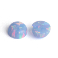 Piedra de ópalo sintético, cabujón redondo de fondo plano, suelto, azul claro (OP26), 1,5 ~ 10,0mm 2024 - compra barato