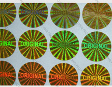Adesivo de hologramas laser dourado/prata, 5000 cm, redondo, "original", etiqueta holográfica de uma vez, garantia, 1.5 peças 2024 - compre barato