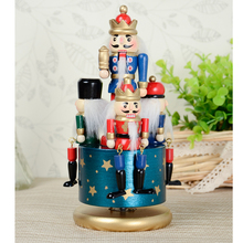 Handmade Wooden Nutcracker Music Box Wind Up Clockwork Toy Soldier Figures Home Decor Ornaments Collectibles - Blue 2024 - buy cheap