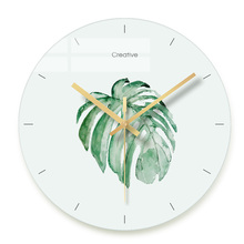 Fresh, green leaves, mute, exquisite wall clock, Nordic Green plant, modern European style living room, wall clock 2024 - buy cheap