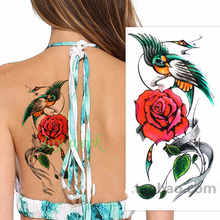 À prova d' água Etiqueta Do Tatuagem Temporária rose pássaro tatuagens body art tatoo falso tatto adesivos de flash das mulheres para a menina 2024 - compre barato