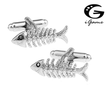 Factory Price Retail Animal   For Men Fashion Copper Material Golden Fish Bones Style     Cuff Links 2024 - buy cheap