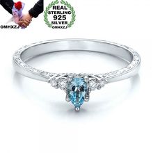 Женское кольцо из серебра 925 пробы OMHXZJ, украшение в виде Морской голубой капли воды, подарок на свадьбу и вечевечерние в европейском стиле, ... 2024 - купить недорого