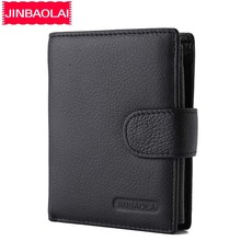 JINBAOLAI Men Wallets Genuine Leather Hasp Coin Pocket Purses Card Holder Vintage Short Brand High Quality Wallets For male 2024 - buy cheap