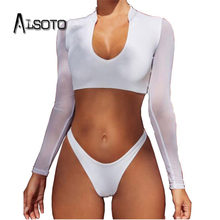 2020 New Summer Women Solid Bikini Set Mesh Swimsuit Swimwear Beach Triangle Bather Suit Swimming Suit biquini Maillot De Bain 2024 - buy cheap