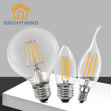 10pcs/Lot LED Candle Bulb E27 E14 2W 4W AC220V C35 C35L Clear Glass Vintage Edison LED Bulb 2024 - buy cheap