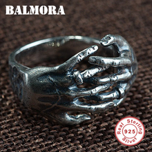 BALMORA-Anillos ajustables de plata 925 Plata de Ley 100% auténtica para hombre, joyería Retro de plata tailandesa, con esqueleto de dedo, SY22315 2024 - compra barato