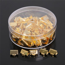 8x10mm 100pcs Rhodium/Gold Plated Textured End Caps Crimp Beads For Jewelry Making DIY Jewelry Findings (Contain Box) 2024 - buy cheap