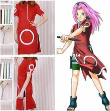 Anime Naruto Haruno Sakura 1st Generation Cosplay Costume cheongsam Embroidery Clothes Red Dress 2024 - buy cheap