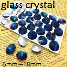 Rivolo de cristal colorido de zircônia azul, pedra de cristal luxuosa com ponto de volta, para fazer joias, 6mm 8mm 10mm 12mm 14mm 16mm 18mm 2024 - compre barato