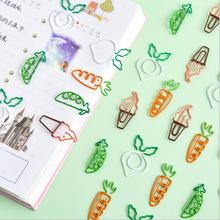 10pcs/lot Creative Kawaii Carrot Pea Vegetable Paper Clip Cute Metal Bookmark Decorative File Memo Clips Stationery 2024 - buy cheap