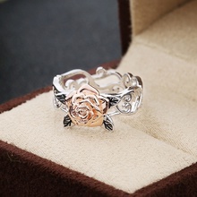 Romantic Female Rose Flower Ring Fashion Bridal Finger Ring Silver Color Wedding Jewelry Promise Love Engagement Rings For Women 2024 - buy cheap