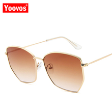 Yoovos 2021 novas chegadas óculos de sol feminino grande quadro vintage luxo cateye óculos retro metal oculos de sol uv400 2024 - compre barato