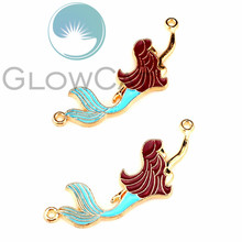 5X Colors Enamel Metal Mermaid KC Gold Color Charms Girls Women DIY Necklace Pendant Jewelry Accessory 22217 2024 - buy cheap