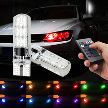10 шт. T10-W5W-5050-6SMD светодиодный Габаритные фонари для автомобиля SMD RGB T10 светодиодный 194 168 лампочка с дистанционным управлением ширина внутреннего освещения источник стайлинга автомобиля 2024 - купить недорого