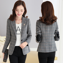 2018 Plaid Formal Suits for Women Fashion Newest Designer Blazer Women's Long Sleeve Jacket Slim Coat 2024 - buy cheap