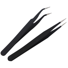 Mayitr 2pcs Stainless Steel Nail Art Rhinestones Tweezer Crystal Picker Clip Straight Curved Head Black Eyebrow Tweezers 2024 - buy cheap