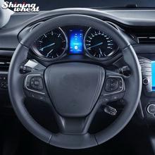 Shining wheat Black Genuine Leather Car Steering Wheel Cover for Toyota Highlander 2015 2016 2017 Sienna 2015-2017 Avensis 2024 - купить недорого