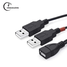 USB сплиттер кабель USB 2,0 A Женский к двойному USB разъему Y сплиттер данных зарядное устройство шнур Удлинитель кабель зарядки 30 см 2024 - купить недорого