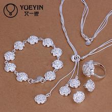 Value Selling 4 Pcs Necklace Earrings Bracelet Ring Bridal Jewelry Sets Silver Austrian Crystal Hot Sale 2024 - buy cheap