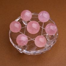 Фэншуй семь звезд массив натуральный розовый хрустальный шар + основание пластины для украшения 2024 - купить недорого