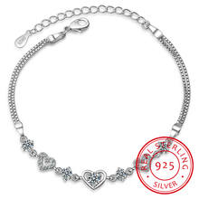 Pulseira feminina cristal, pulseira em prata esterlina 925 2024 - compre barato