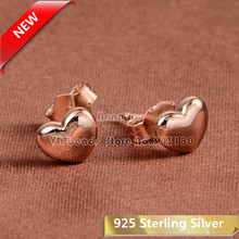 2015 NEW 100% Authentic 925 Sterling-Silver-Jewelry Rose Gold  Heart Stud Earring Love Silver Earrings For Women  EA033 2024 - buy cheap