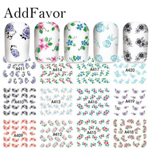 Addfavor 12 Design Full Cover Water Transfer Nail Art Stickers Flower Floral Nail Decal Wraps DIY Decoration Foil Manicure Tools 2024 - buy cheap