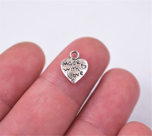 Colgante de corazón Chapado en plata antigua, accesorios de joyería, 12x10mm, 50 Uds. 2024 - compra barato