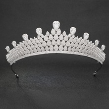 Classic Full 5A CZ Cubic Zirconia Royal Wedding Bridal Silver Tiara Crown Women Girl Party Hair Jewelry Accessories CH10058 2024 - buy cheap