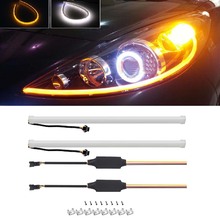 Yushuangyi 2pcs/lot 45cm Tube Style White Amber Switchback Headlight LED Strip Drl Run Light 2024 - buy cheap