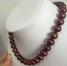 Collar redondo con perlas de chocolate del Mar del Sur, aretes chapados de 17 pulgadas, precioso, 11-12mm, nuevo 2024 - compra barato
