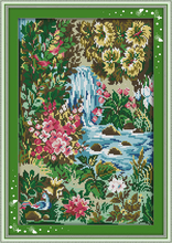 Stream-kit de punto de cruz con flor de Río, lienzo impreso, DMC, 18ct, 14ct, 11ct, color algodón, Bordado de hilo artesanal 2024 - compra barato