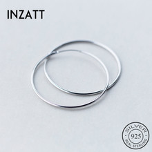 INZATT Minimalist Geometric 1cm-6cm Round Hoop Earrings For Unisex Accessories party Smooth surface Real 925 Silver Jewelry Gift 2024 - buy cheap