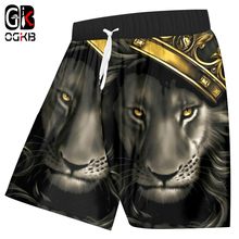 OGKB Beach Shorts Women/Men Beach Shorts Sweat Trunks Print Lion King With Crown 3d Board Shorts Bathingsuits Quick Dry Bermuda 2024 - buy cheap