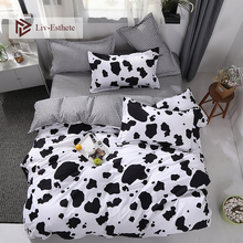 Liv-Esthete Wholes Cartoon Cow Spot Bedding Set Double Queen King Bed Linen Soft Duvet Cover Flat Sheet Pillowcase For Adult 2024 - buy cheap
