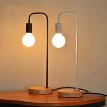 Luminária de mesa em madeira e ferro, candelabro moderno de quarto com lâmpadas led para estudo, leitura de cabeceira, design moderno 2024 - compre barato