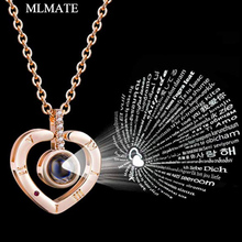 Fashion 100 languages I love you Projection Pendant Necklace Romantic Love Memory Wedding Necklace Gift for Women 2024 - buy cheap