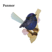 FUNMOR Cute Acrylic Fat Sparrow Bird Shape Brooches Handmade Resin Animal Brooch Women Kids Banquet Jewelry Lapel Hijab Pins 2024 - buy cheap