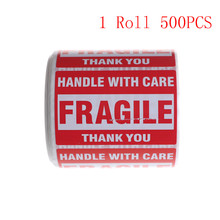 Rolo de etiquetas frágeis para envio com adesivos cuidados, adesivo de aviso 2*3 ", 500 peças 2024 - compre barato