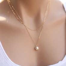 Collar con colgante de perlas de imitación para mujer, cadena larga de Color dorado y plateado, joyería de moda 2024 - compra barato