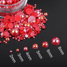 2-8mm 15g/lot Red AB Color Flatback Half Round Plastic ABS Imitation Pearl Beads For Jewelry Craft Scrapbook Decoration DIY 2024 - buy cheap
