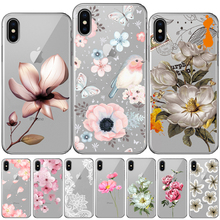 Funda de silicona con flores para iPhone, carcasa suave con hojas florales para modelos 12 Mini, 11 Pro, X, XS, Max, XR, X, 8, 7, 6, 6S Plus, 5, 5S, SE 2024 - compra barato